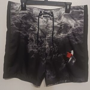 Hollister Black and Gray Swim Shorts